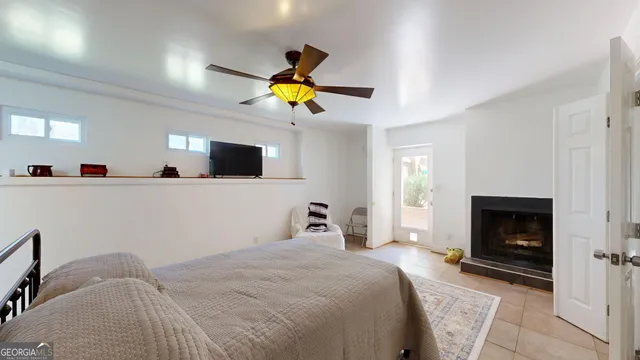 a view of a lake with a yard