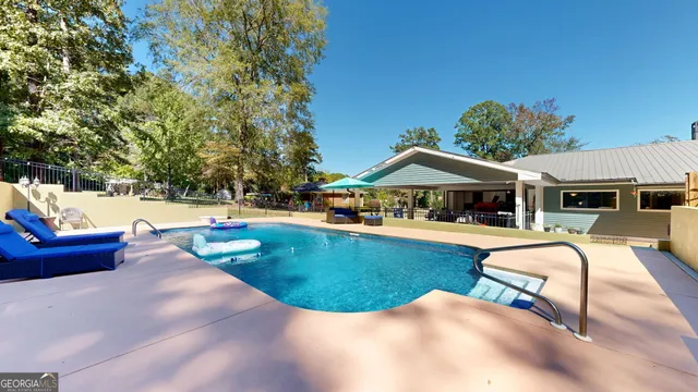 a backyard of a house with lots of green space
