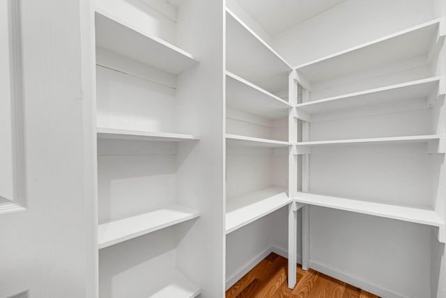 a view of an empty walk in closet