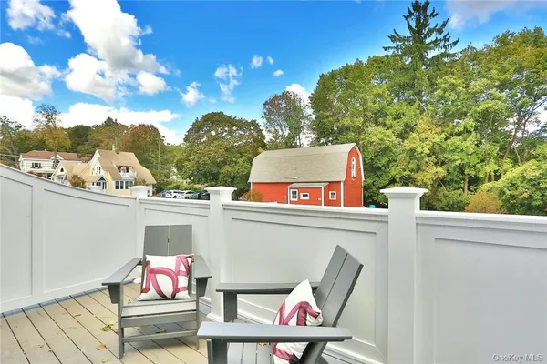 a outdoor view with a seating space