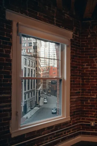 a view of a glass door