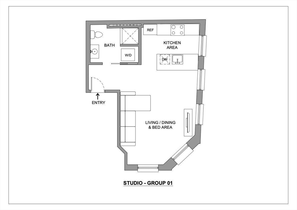 281 Franklin Street, Unit 503 Boston, MA 02110 - Photo 6 of 6 a picture of a room with a floor plan