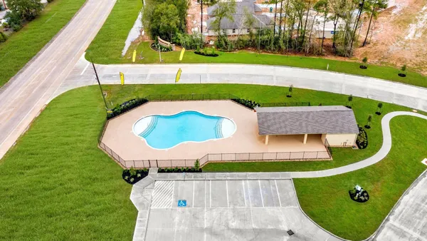 an aerial view of a house