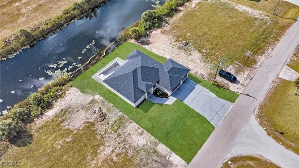 an aerial view of a house