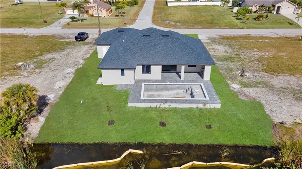 an aerial view of a house