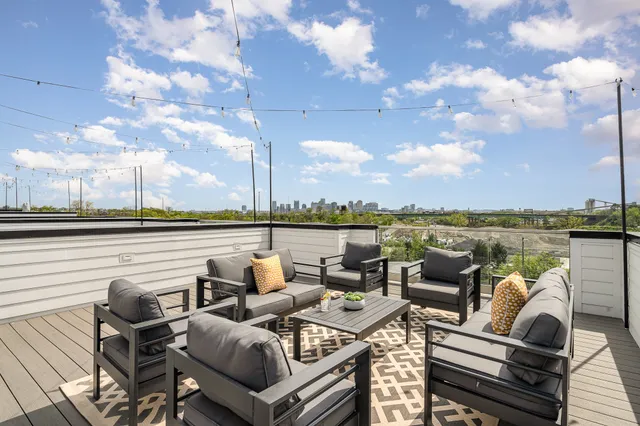 a terrace view with sitting space