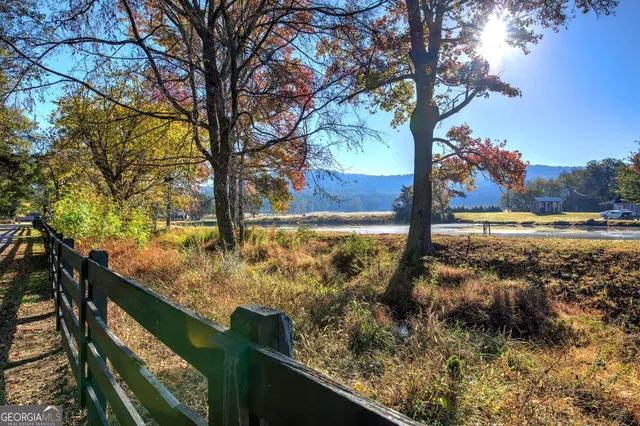 a view of street with wooden deck