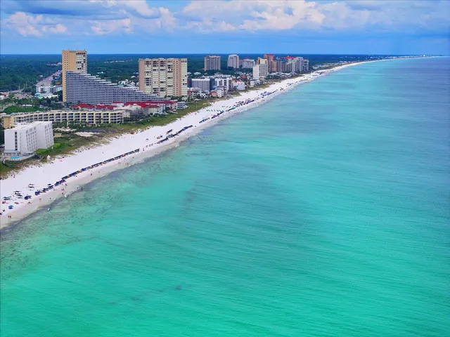 a view of a city and an ocean view
