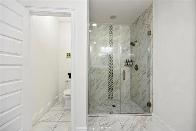 a bathroom with a shower