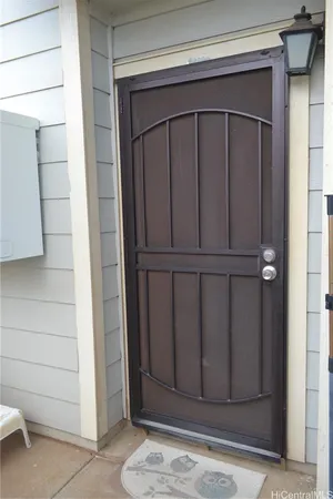a view of wooden door