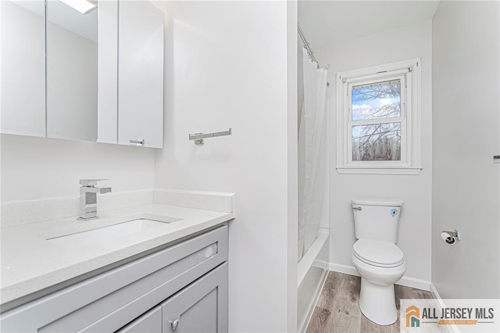 1036 Apache Street, Unit B North Brunswick, NJ 08902 - Photo 11 of 26 a bathroom with a toilet a sink and mirror