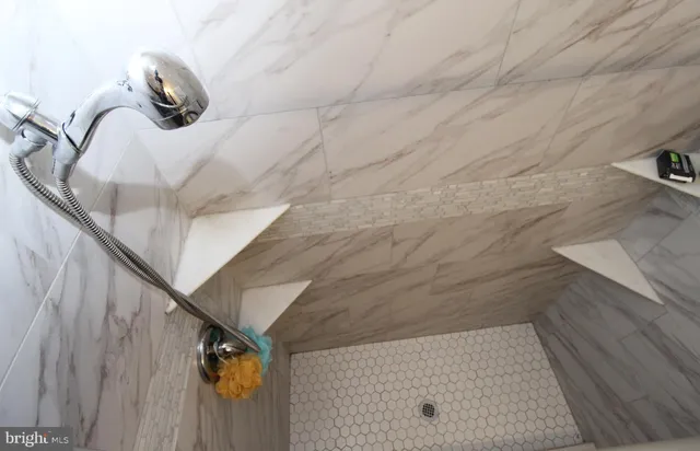 a bathroom with a bathtub