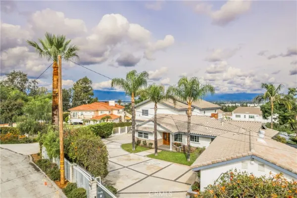 a house with palm tree in front of it