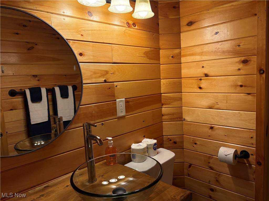 5919 Lake Road West, Unit 15 Ashtabula, OH 44004 - Photo 17 of 26 Bathroom featuring wooden walls and a sink