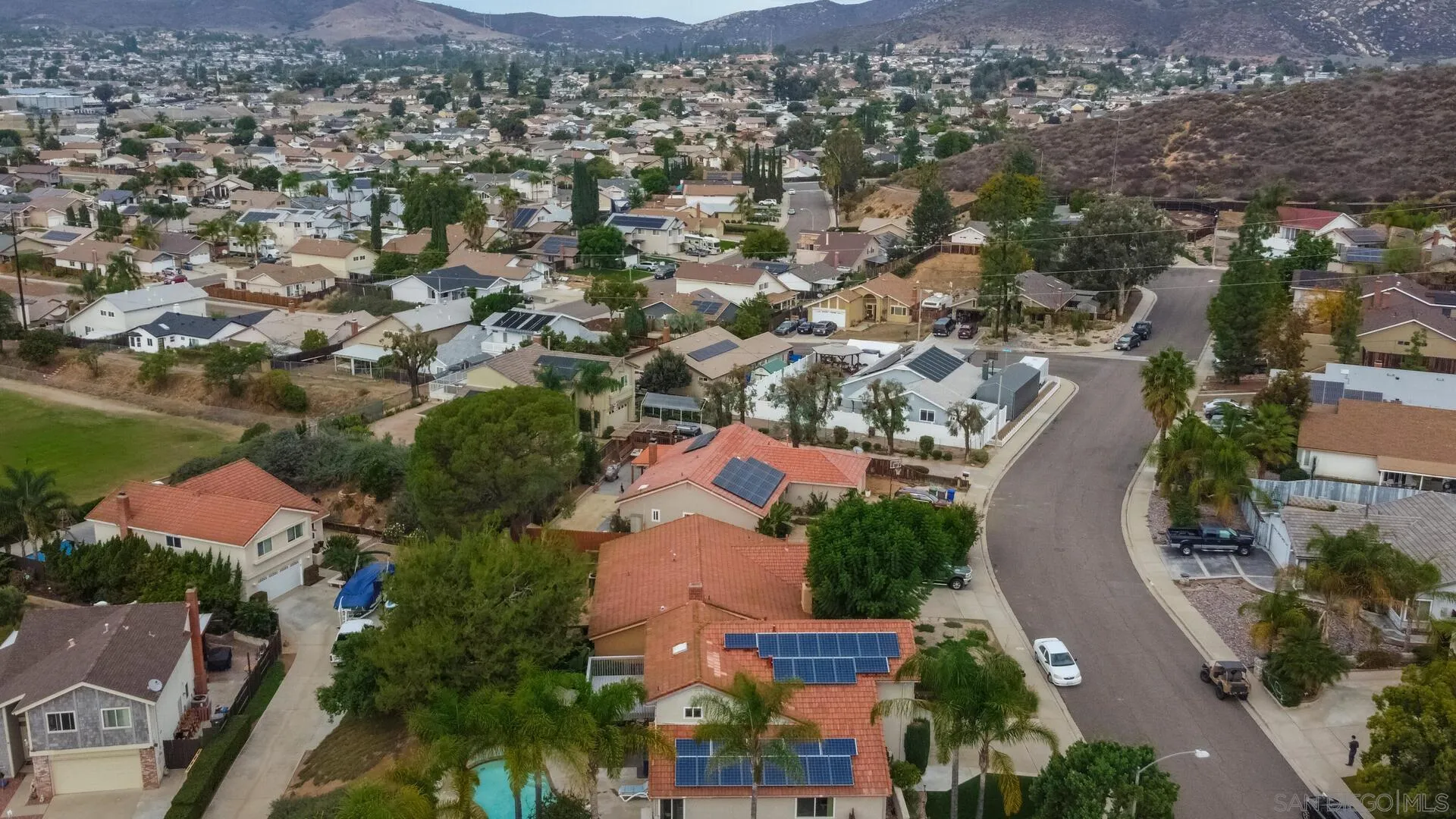 9648 Ramsgate Way Santee, CA 92071 - Photo 40 of 42 an aerial view of residential houses with outdoor space