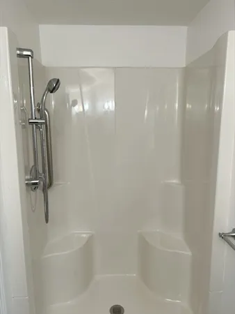 a bathroom with a bathtub