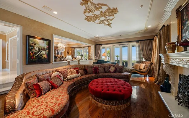 a living room with furniture or couch and a flat screen tv