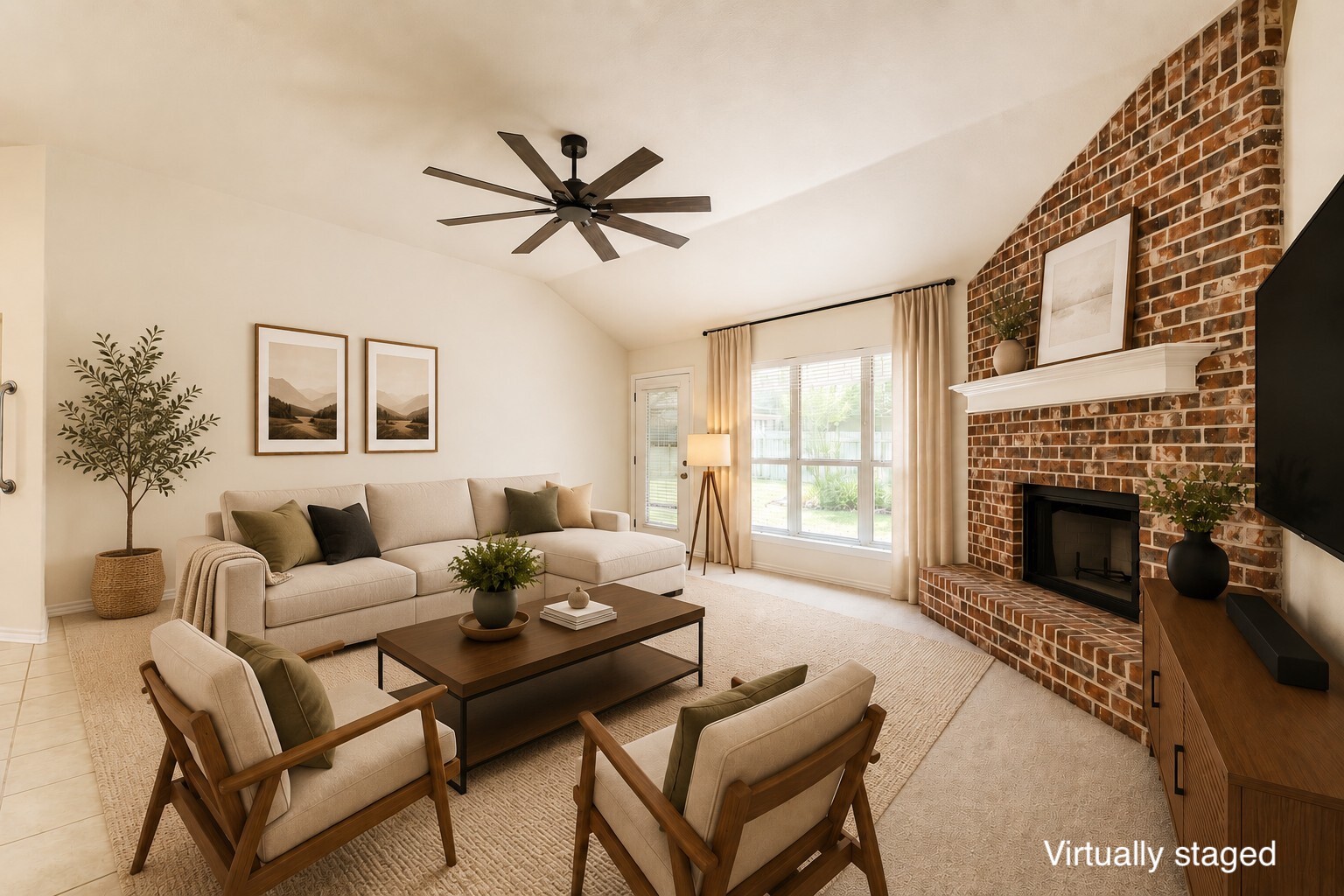 111 Arrowhead Lane Georgetown, TX 78628 - Photo 15 of 40 a living room with furniture a fireplace and a large window