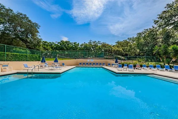 a view of a park with slide