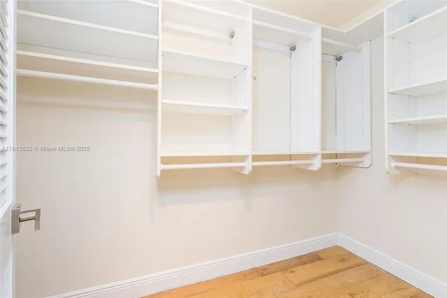 a view of a room with racks on the wall