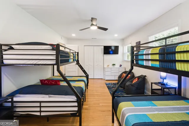 a view of a patio with two chairs and a table
