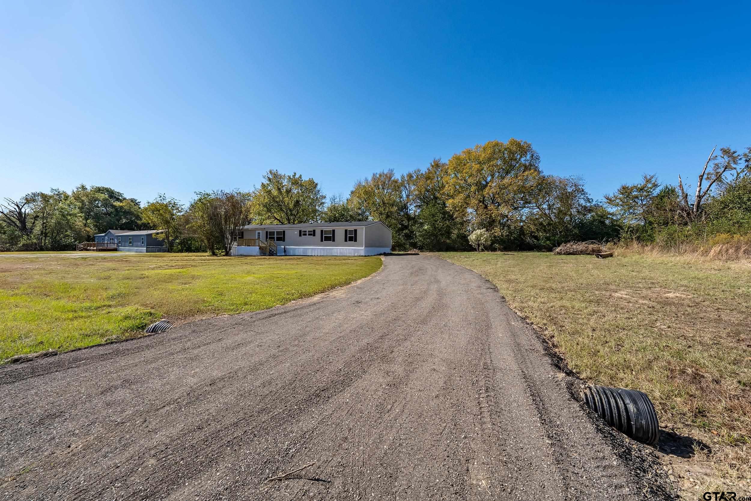 a view of a lake with a yard