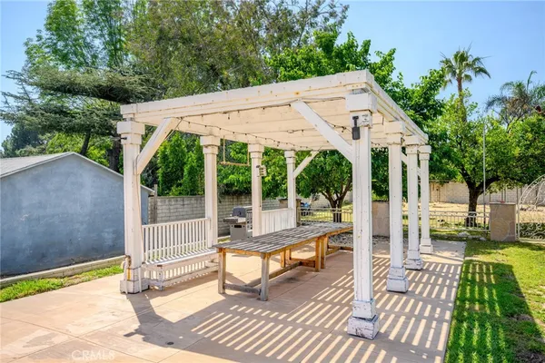 a view of a patio on the roof deck