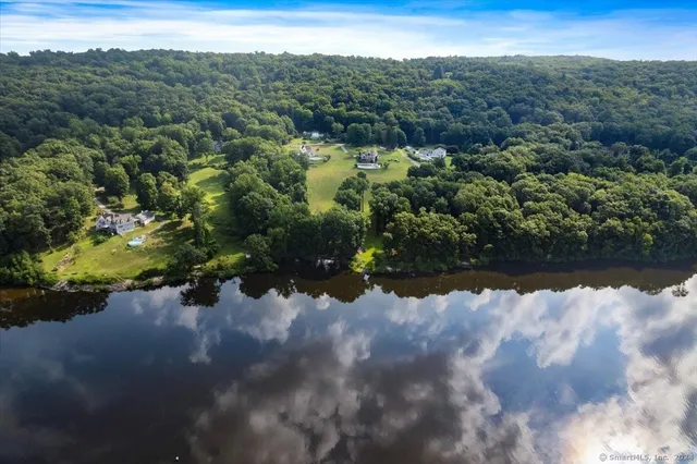 a view of a lake with a mountain in the background