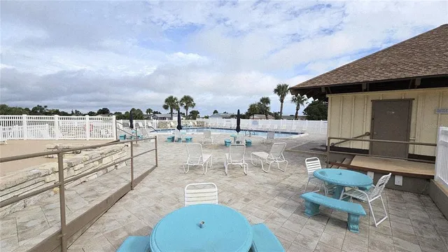 an outdoor space with patio