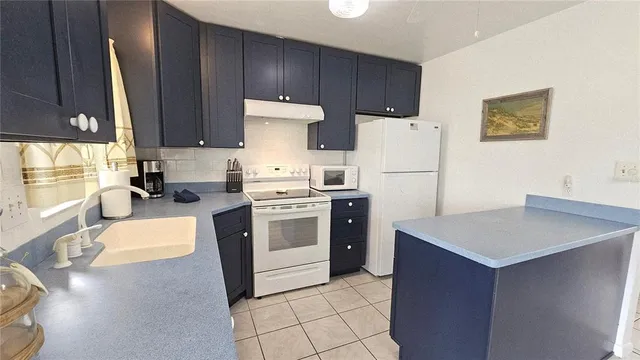 a kitchen with a sink a stove and a refrigerator