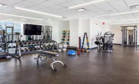 a view of a room with gym equipment
