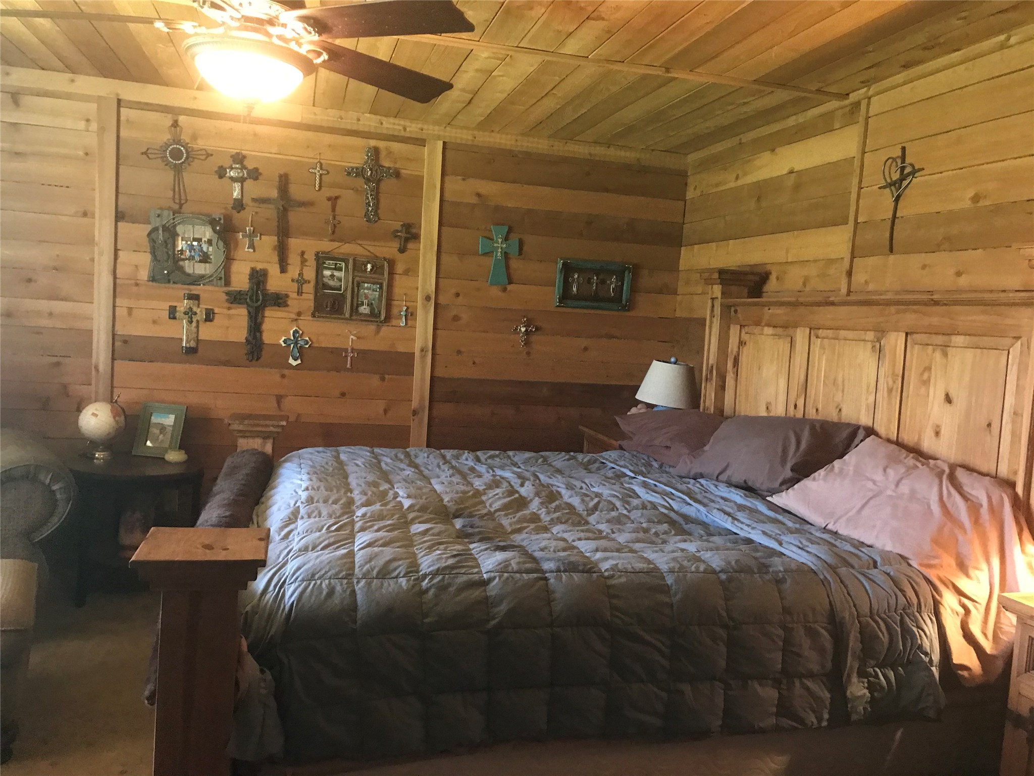 2883 County Road 58 Manvel, TX 77578 - Photo 16 of 24 Large Bedroom, completed with cedar covering walls and ceilings.