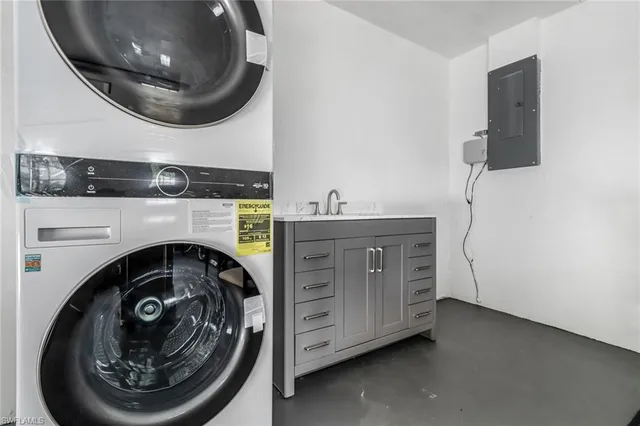 a utility room with dryer and washer