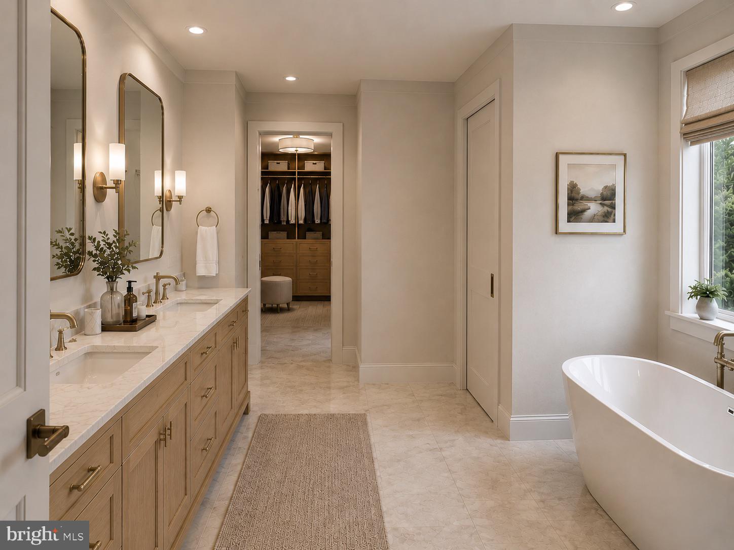 4702 Banner Street Hyattsville, MD 20781 - Photo 7 of 20 a bathroom with a double vanity sink a mirror and a bathtub