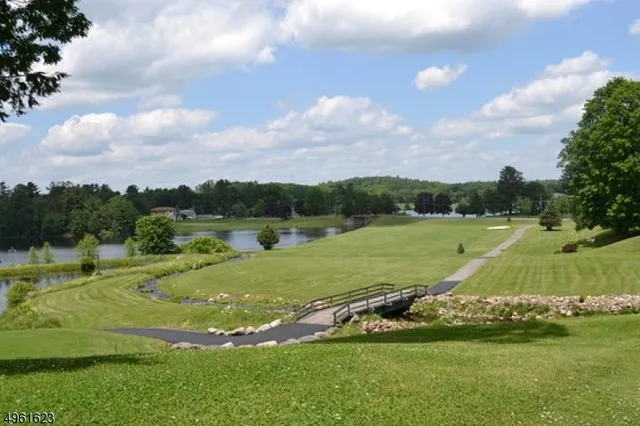 a view of a golf course with a garden