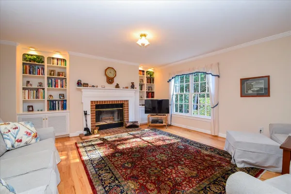 a living room with furniture and a rug