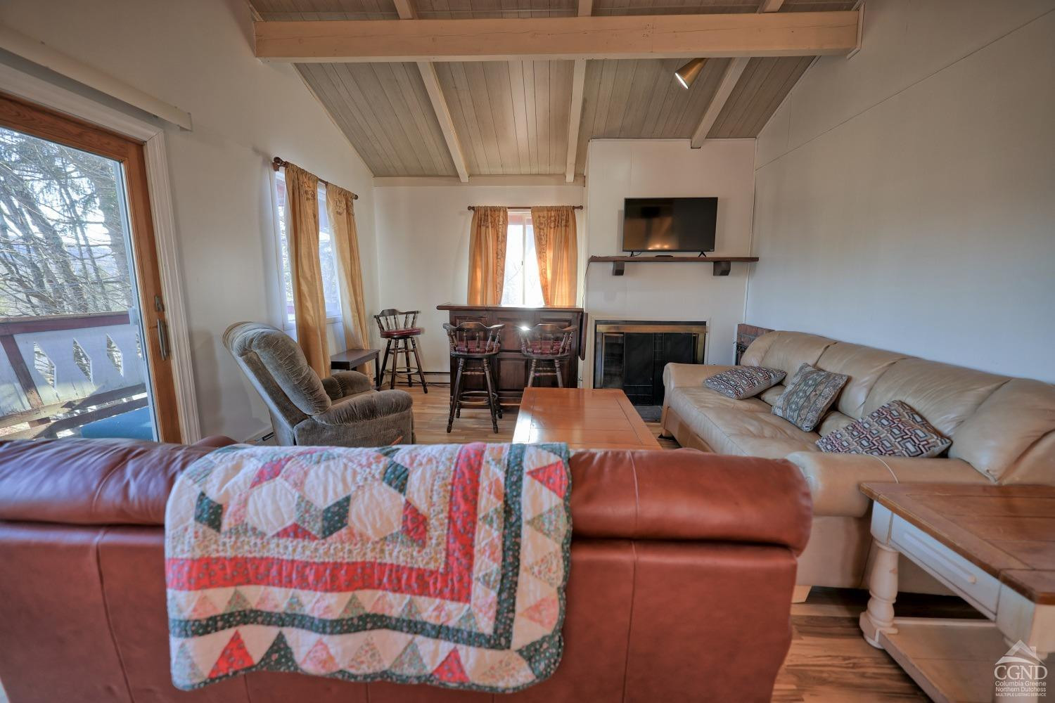 31 Showers Road Hunter, NY 12485 - Photo 56 of 89 a living room with furniture fireplace and flat screen tv