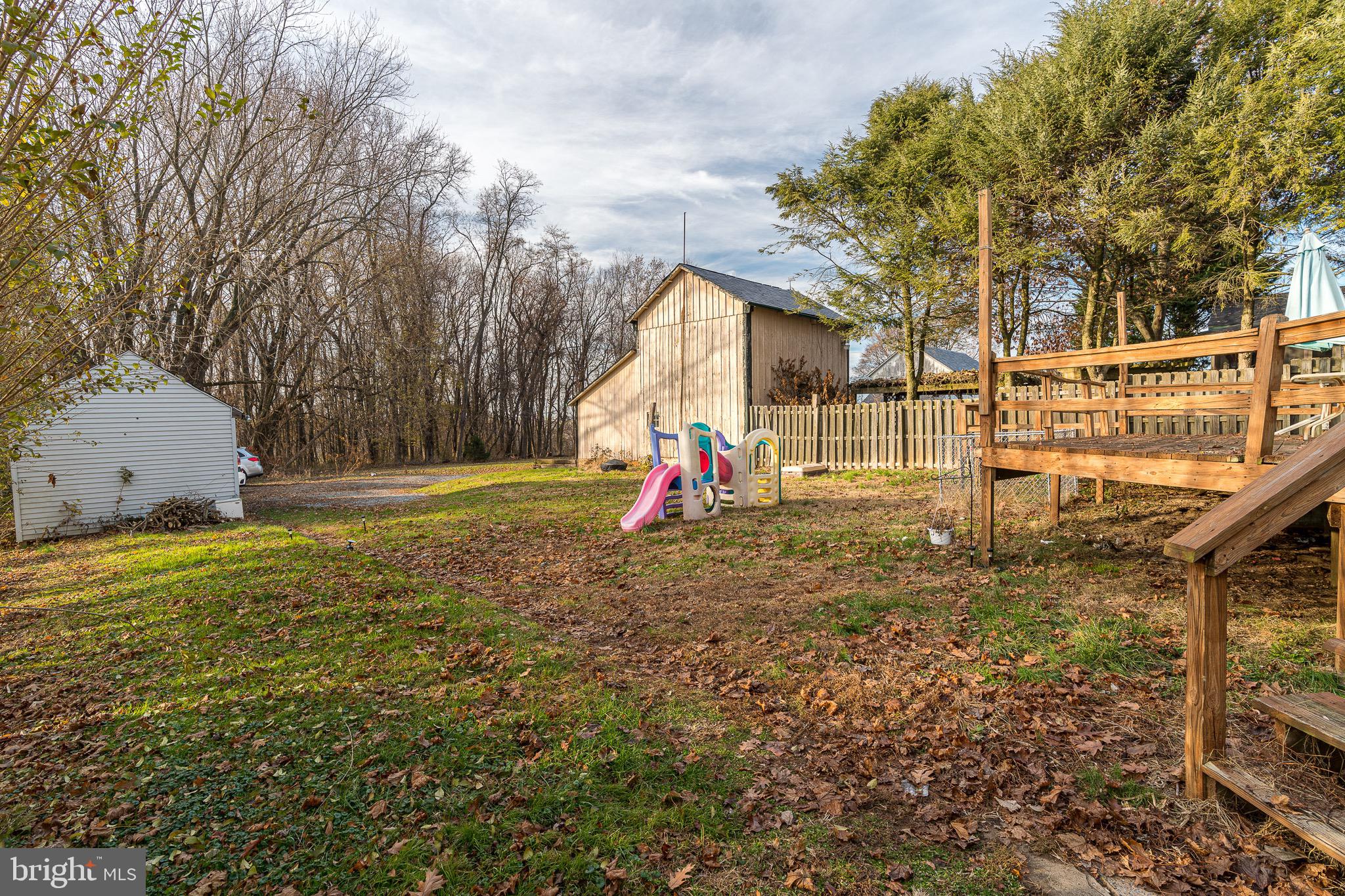 Large back yard with shed