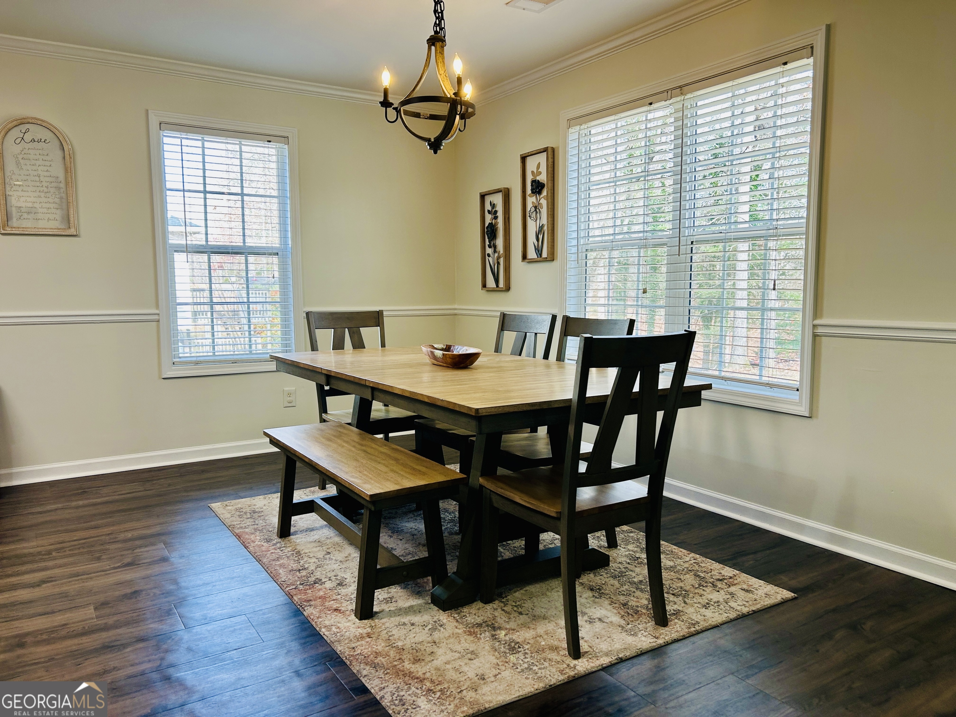 129 Rockwind Way Demorest, GA 30535 - Photo 9 of 45 a view of a dining room with furniture wooden floor and chandelier