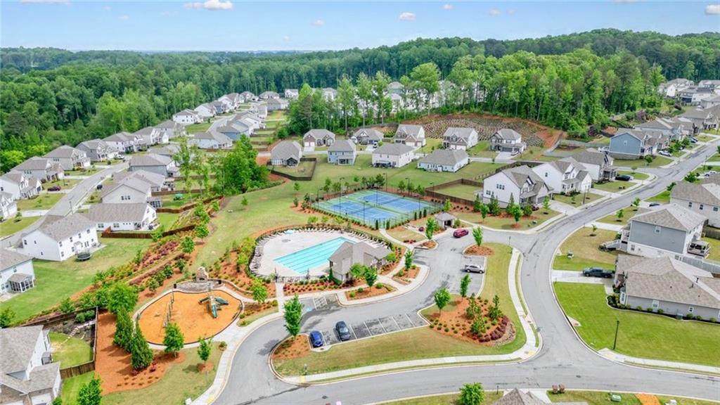 6915 Rambling Vale Dawsonville, GA 30534 - Photo 53 of 63 an aerial view of a swimming pool patio and mountain view