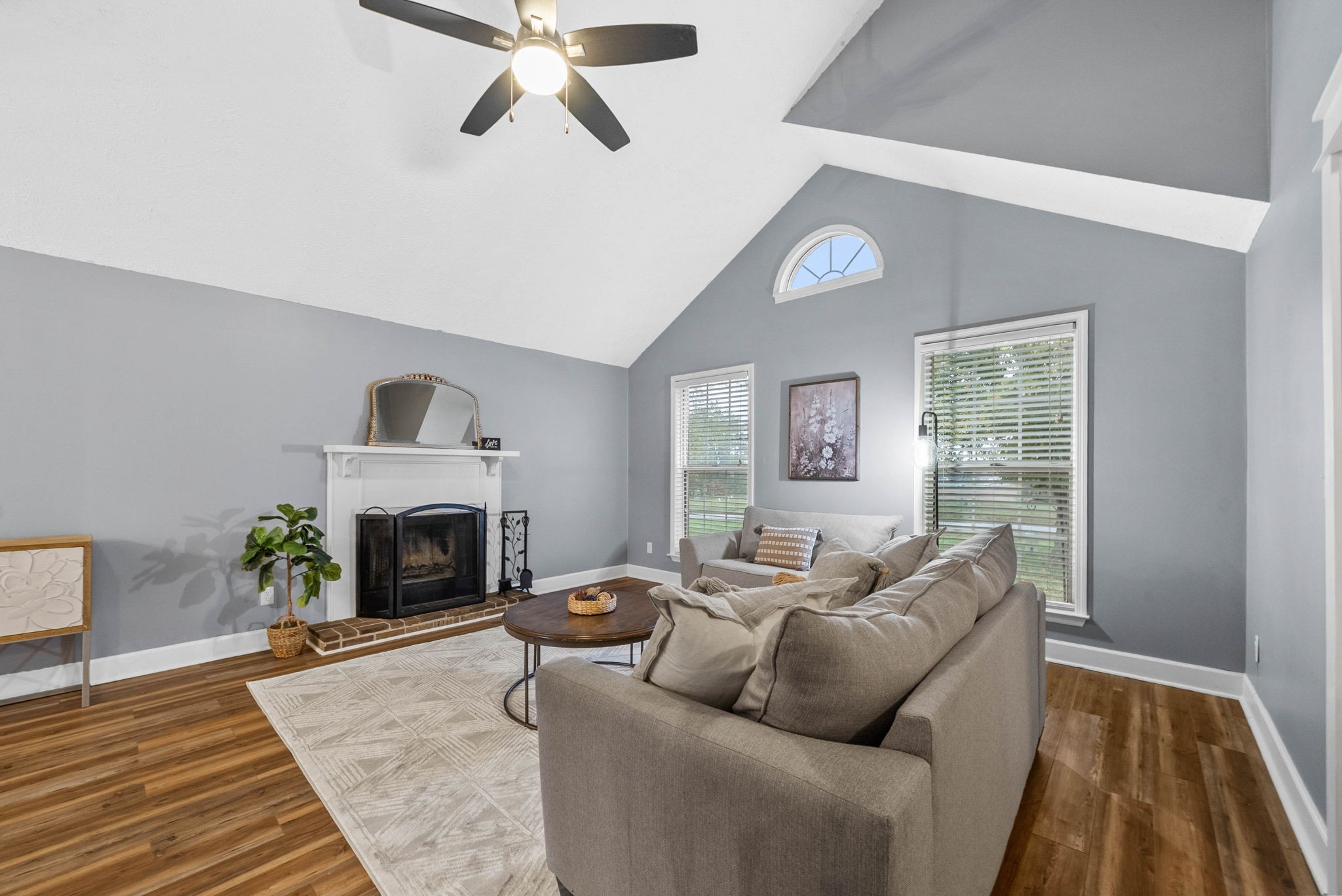 105 Good Hope Cemetery Road Oak Grove, KY 42262 - Photo 5 of 33 a living room with furniture a window and a fireplace