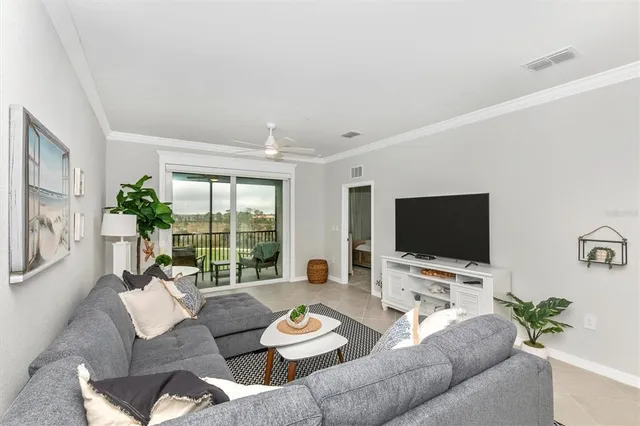 a view of city and mountain from a balcony
