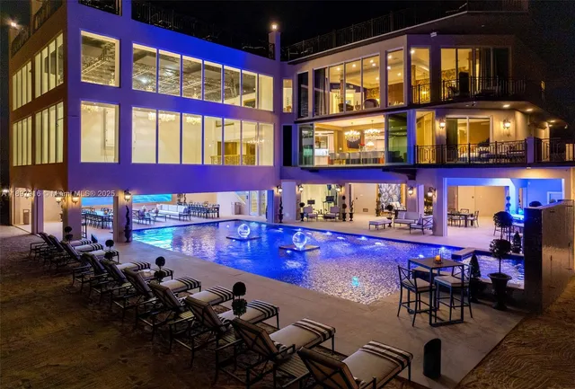 a view of a cafe with sitting area