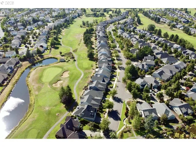 a view of a town with mountains in the background