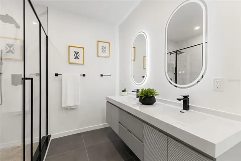 a bathroom with a shower