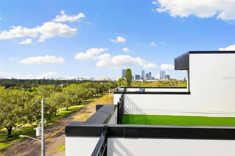 a view of a city with tall buildings