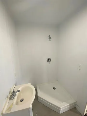 a bathroom with a bathtub