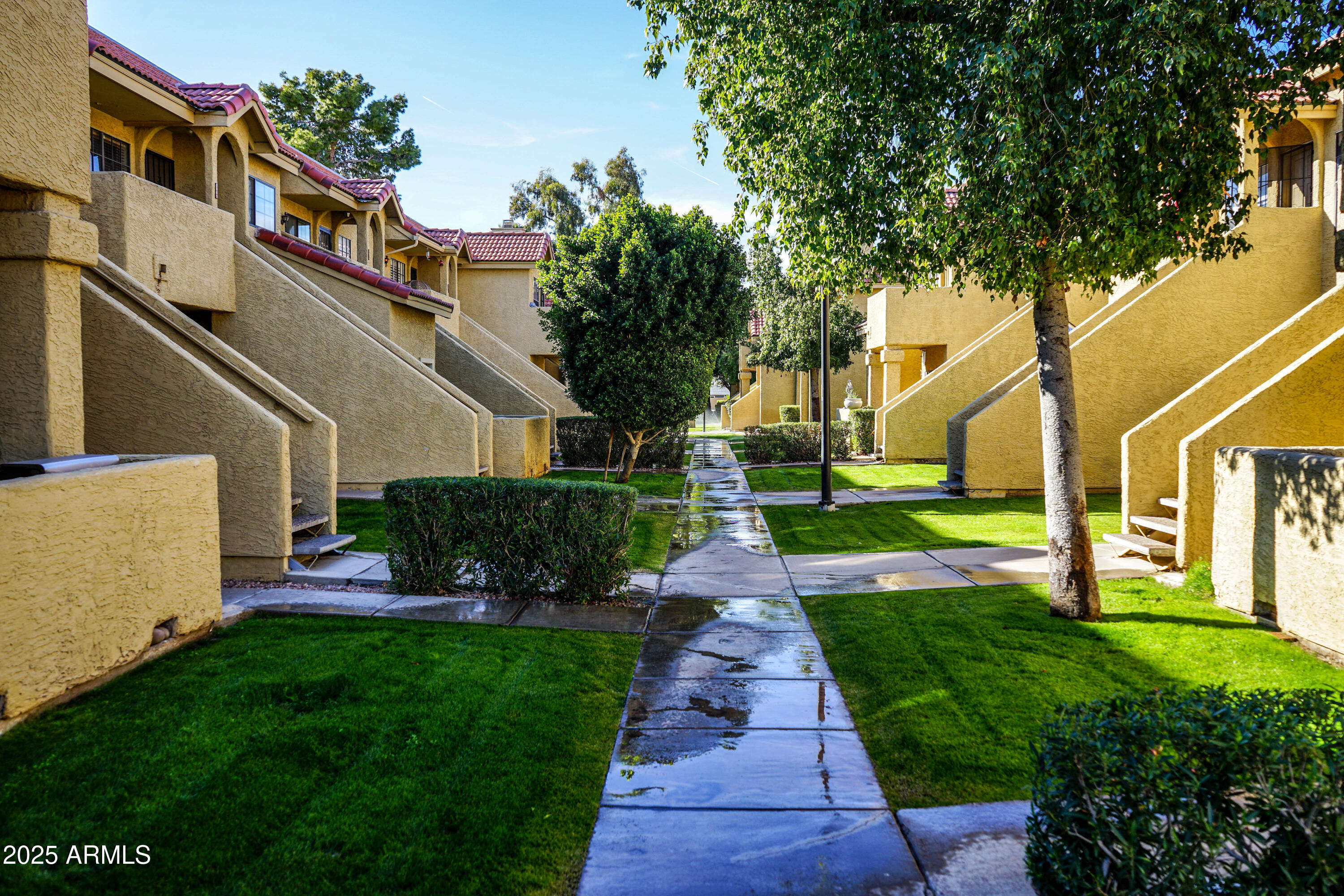 1126 West Elliot Road, Unit 1066 Chandler, AZ 85224 - Photo 4 of 21 a view of a white house next to a yard with big trees