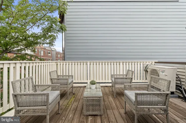 an outdoor view from deck having patio