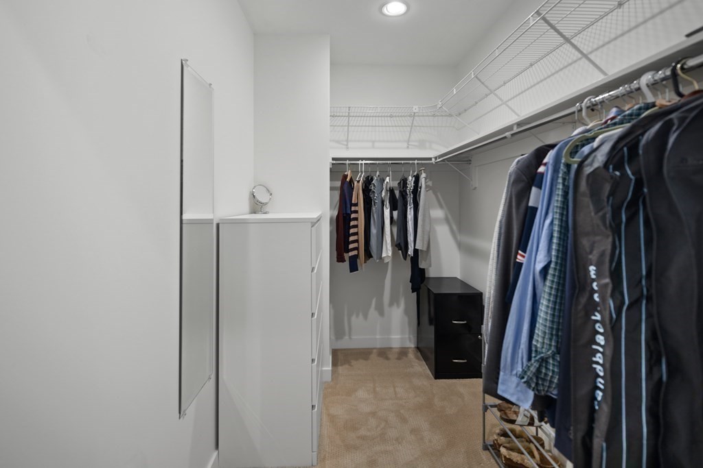 80 Broad Street, Unit 203 Boston, MA 02110 - Photo 7 of 21 a view of walk in closet with clothes and shoes